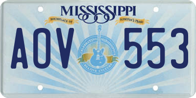 MS license plate AOV553