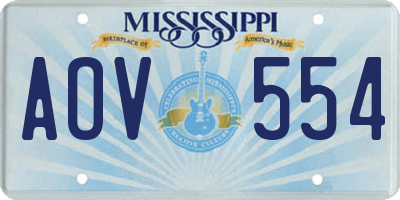 MS license plate AOV554