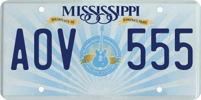 MS license plate AOV555