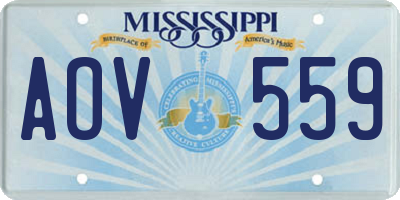 MS license plate AOV559