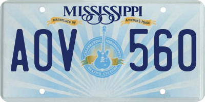 MS license plate AOV560