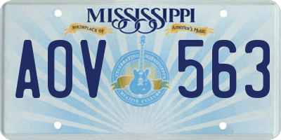 MS license plate AOV563