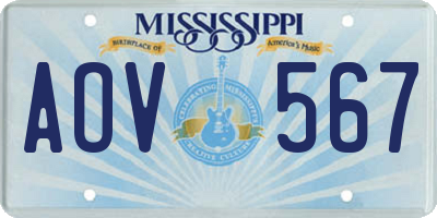 MS license plate AOV567