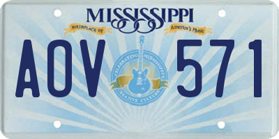 MS license plate AOV571