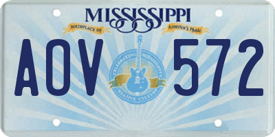 MS license plate AOV572