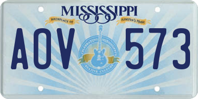 MS license plate AOV573