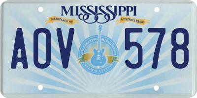 MS license plate AOV578