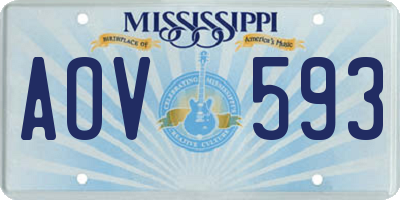 MS license plate AOV593