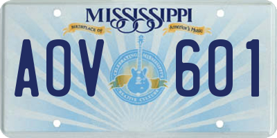 MS license plate AOV601