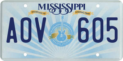 MS license plate AOV605