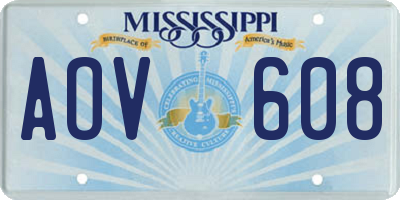 MS license plate AOV608