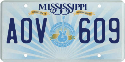 MS license plate AOV609