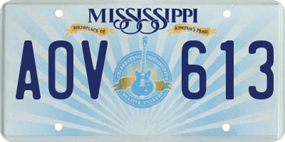 MS license plate AOV613