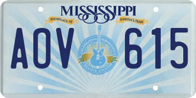 MS license plate AOV615