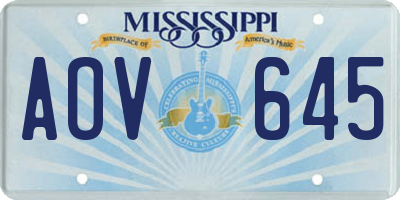 MS license plate AOV645