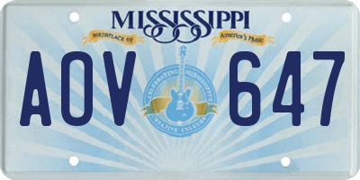 MS license plate AOV647