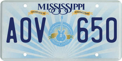 MS license plate AOV650