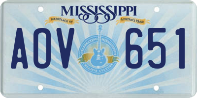 MS license plate AOV651
