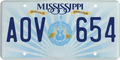 MS license plate AOV654