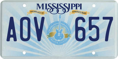 MS license plate AOV657