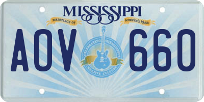 MS license plate AOV660