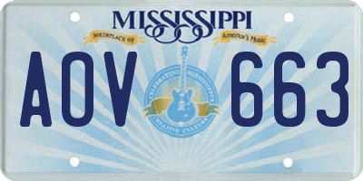 MS license plate AOV663