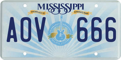 MS license plate AOV666