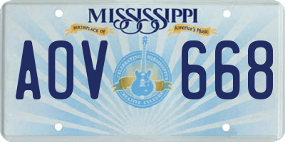 MS license plate AOV668