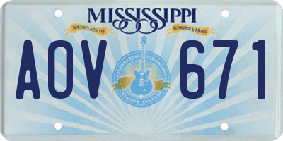 MS license plate AOV671