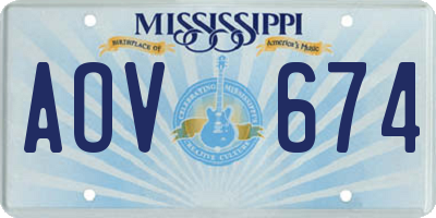 MS license plate AOV674