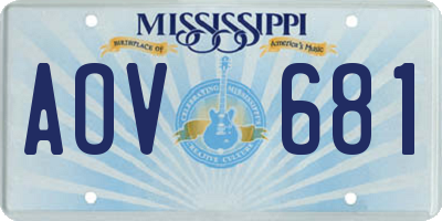 MS license plate AOV681