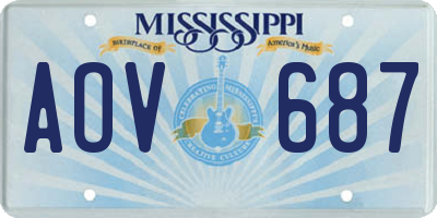 MS license plate AOV687