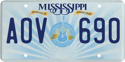 MS license plate AOV690