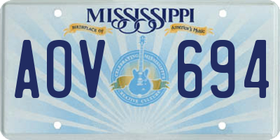 MS license plate AOV694