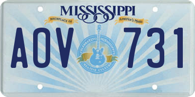 MS license plate AOV731