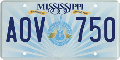 MS license plate AOV750