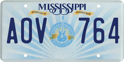 MS license plate AOV764