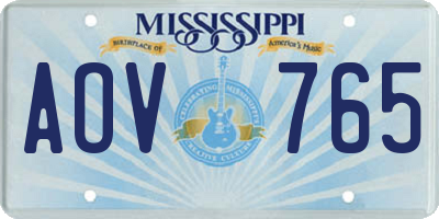 MS license plate AOV765