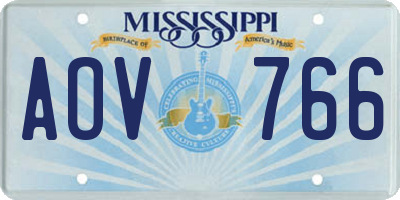 MS license plate AOV766