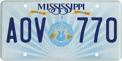MS license plate AOV770