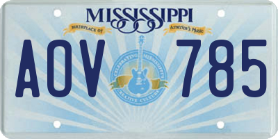 MS license plate AOV785