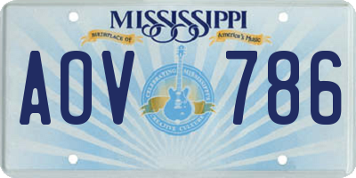 MS license plate AOV786