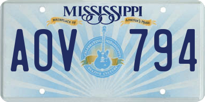 MS license plate AOV794