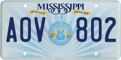MS license plate AOV802
