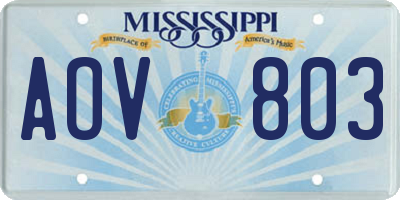 MS license plate AOV803