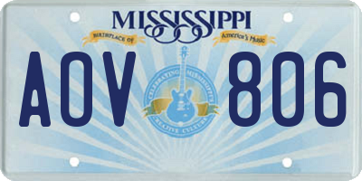 MS license plate AOV806