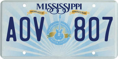 MS license plate AOV807