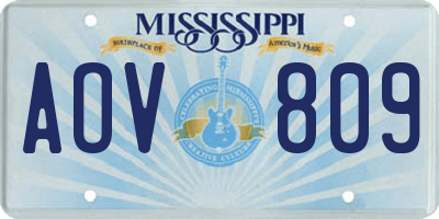 MS license plate AOV809