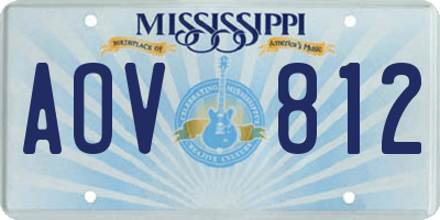 MS license plate AOV812