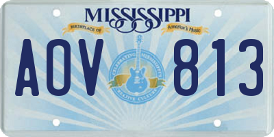 MS license plate AOV813